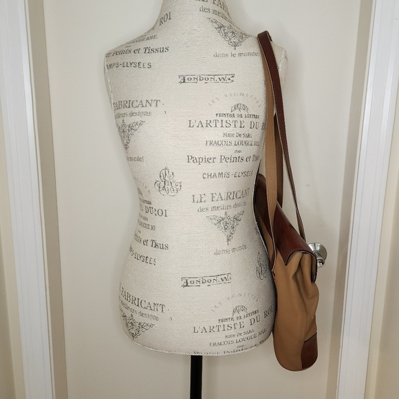 Henry Saxel leather canvas messenger bag - Picture 3 of 13